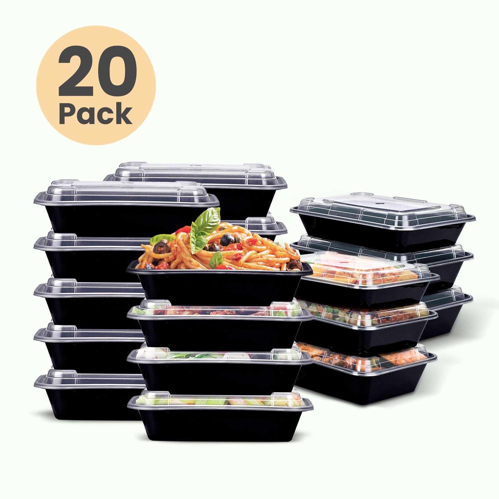 Enther Meal Prep Container 20 Pack 3 Compartments with Lids Food Storage  Bento