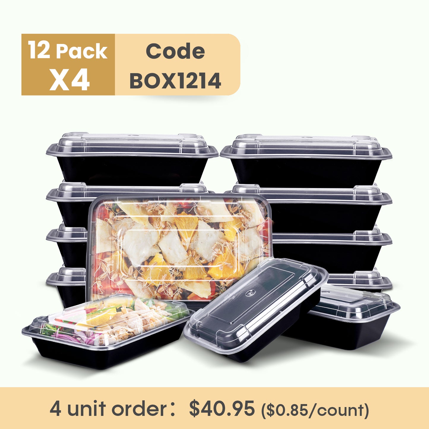 Meal Prep Containers Bento Box 12-pc. 1-Compartment Container Set