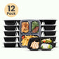 Meal Prep Containers Bento Box 12-pc. 3-Compartment Container Set